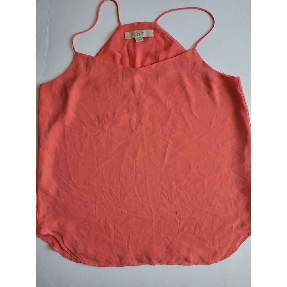 LOFT Coral Pink Textured Halter Neck Tank Top Sleeveless Size S #-0315
